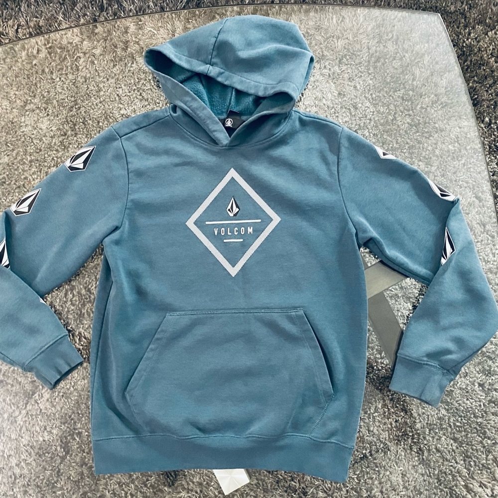 Volcom Teal Blue Logo Hooded Sweatshirt